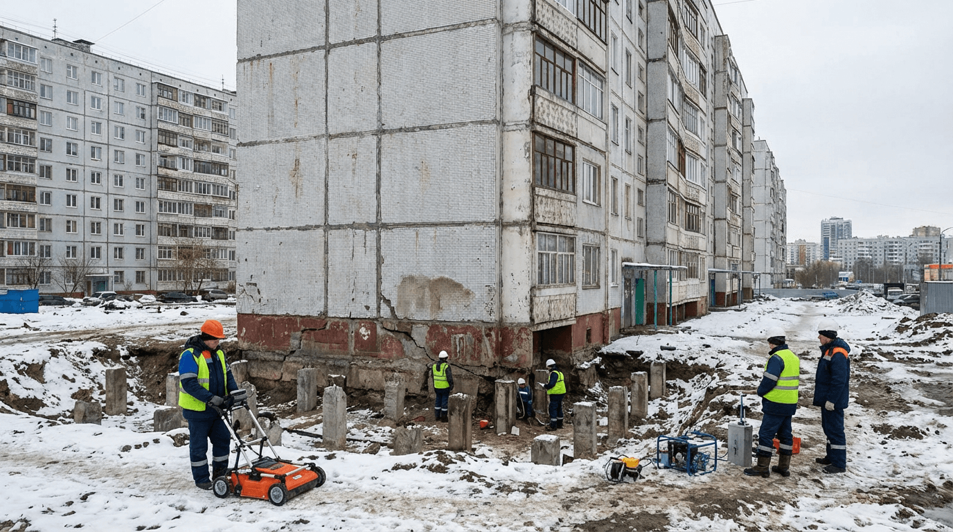 Обследование фундаментов многоэтажных домов в Екатеринбурге
